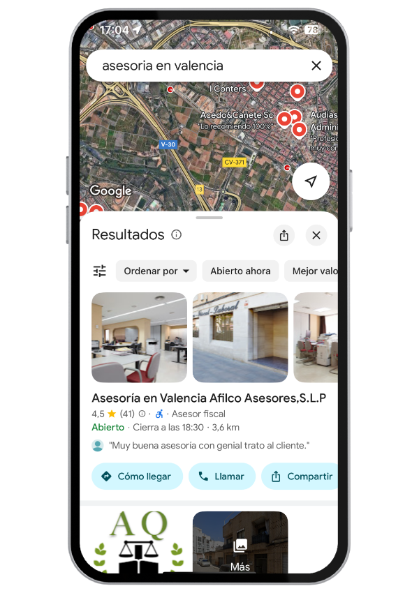 caso de éxito seo local Afilco Asesores